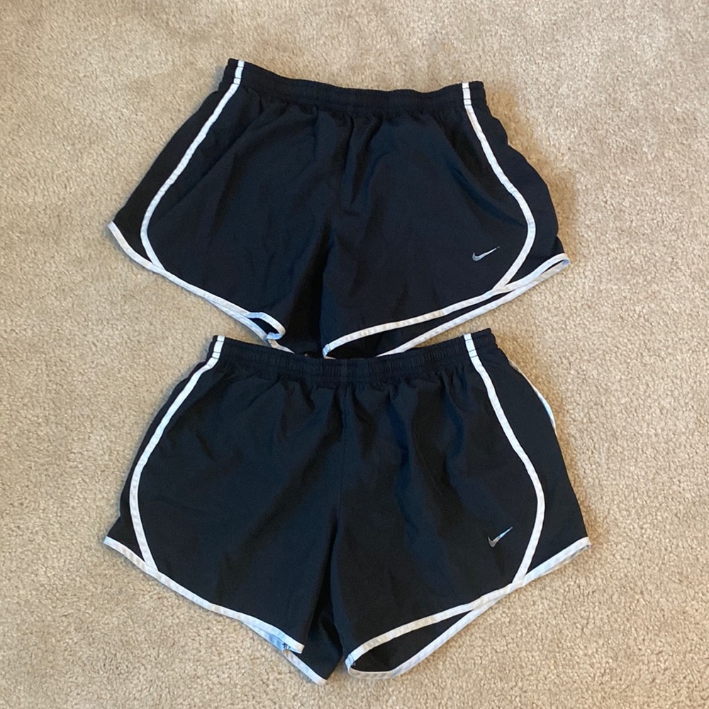 2 Nike shorts black and white
